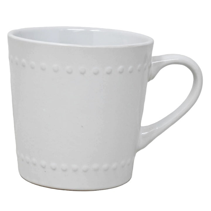 16oz White Embossed Dot Mug C/P 24