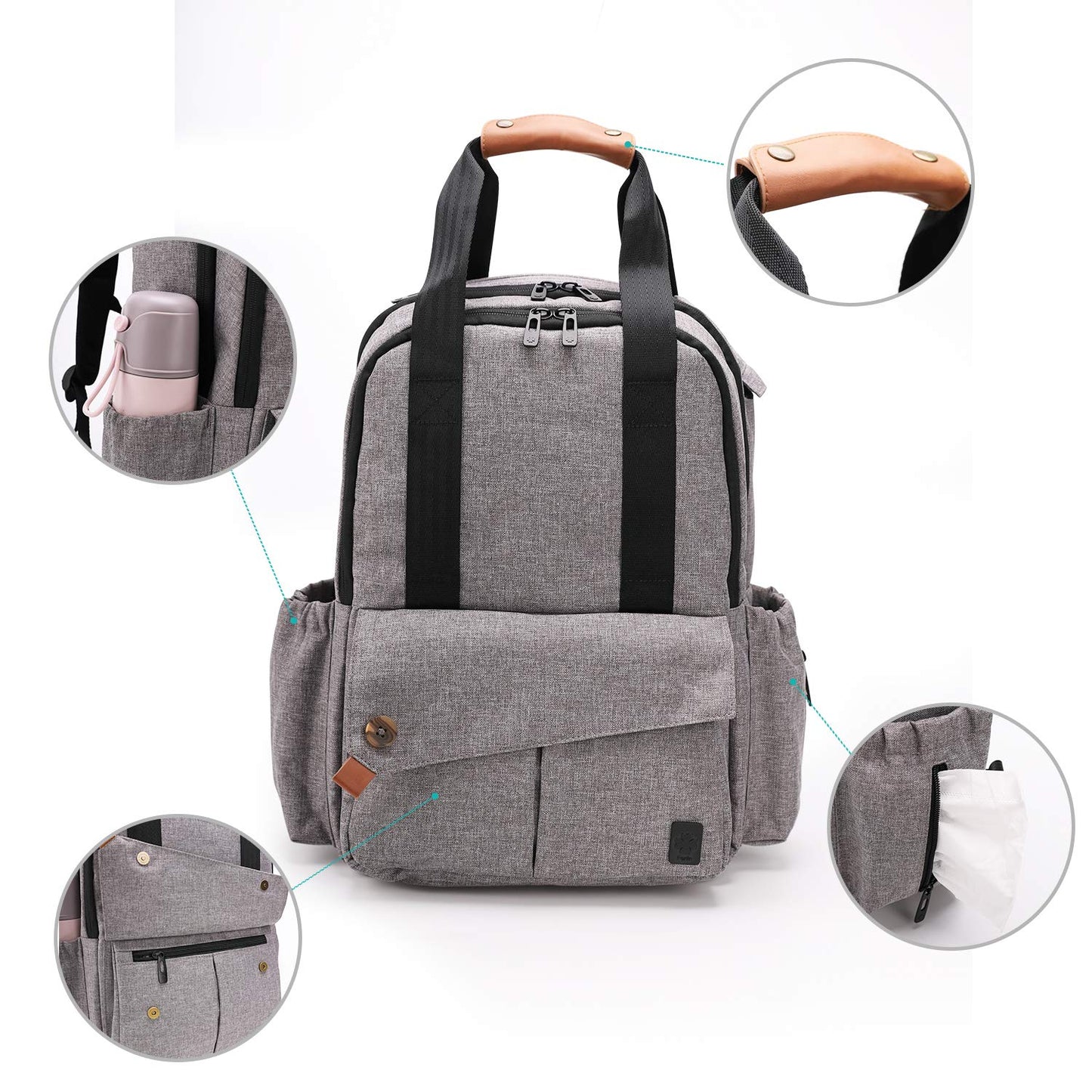 GRAY DIAPER BACKPACK W/CHANGING PAD C/P 1