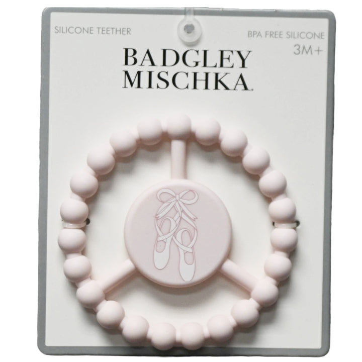 1pc Silicone Peace Teether - Ivory Ballerina Pointe Shoes Print C/P 100