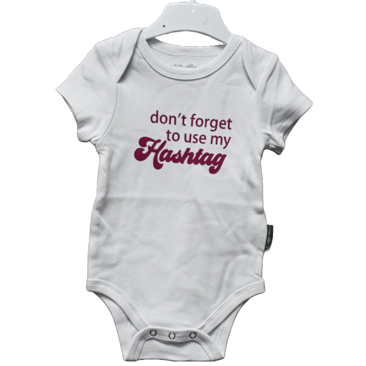 3-6 month White Onesie, Hashtag C/P 48