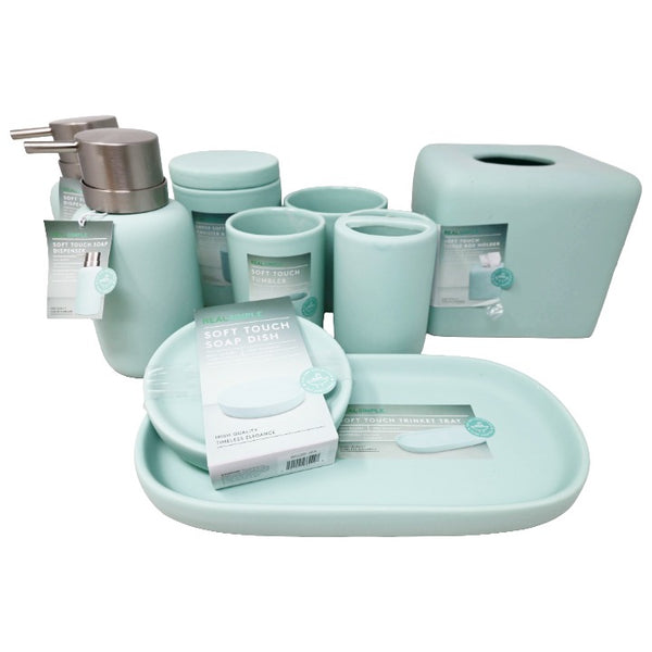 9pc TURQUOISE CERAMIC BATH SET REAL SIMPLE C/P 2