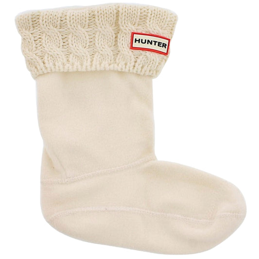 MED. KIDS HUNTER WHITE CABLE BOOT SOCKS - ACRYLIC SOLID C/P 24