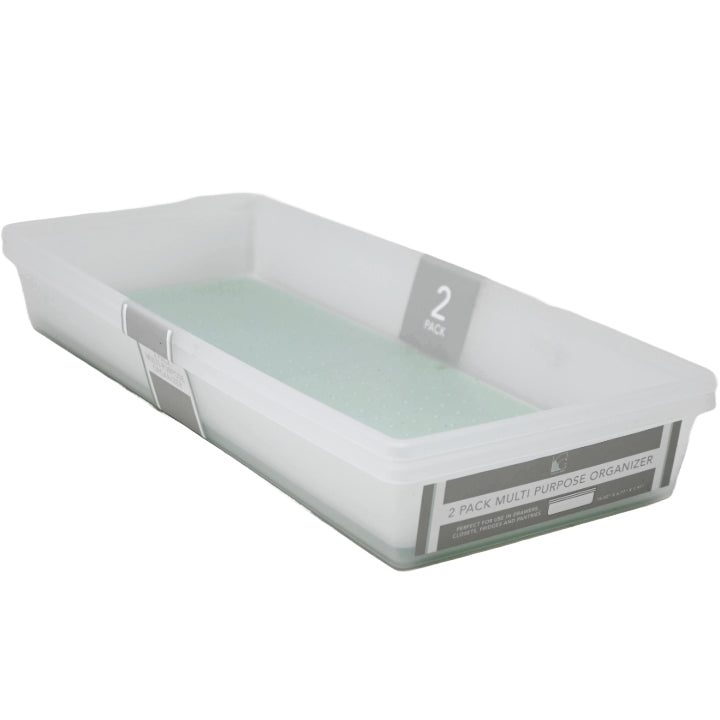 2pk Green Drawer Organizer with Grey TPR 16x6.7x1.97" C/P 12