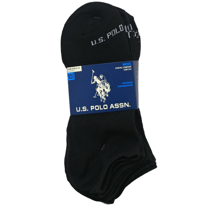 10pk MEN'S BLACK LOW CUT SOCKS SIZE 6-12 C/P 48