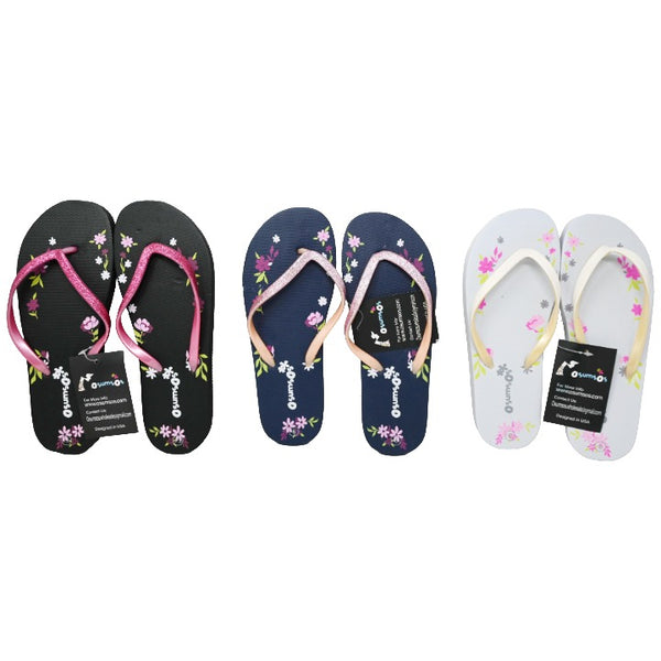 *OUT OF CA* WOMEN FLIP FLOPS wROSES PRINT 3-ASST COLOR/6-ASST SIZE C/P 36