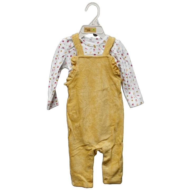 2pc FLORAL YELLOW OVERALL SET C/P 48