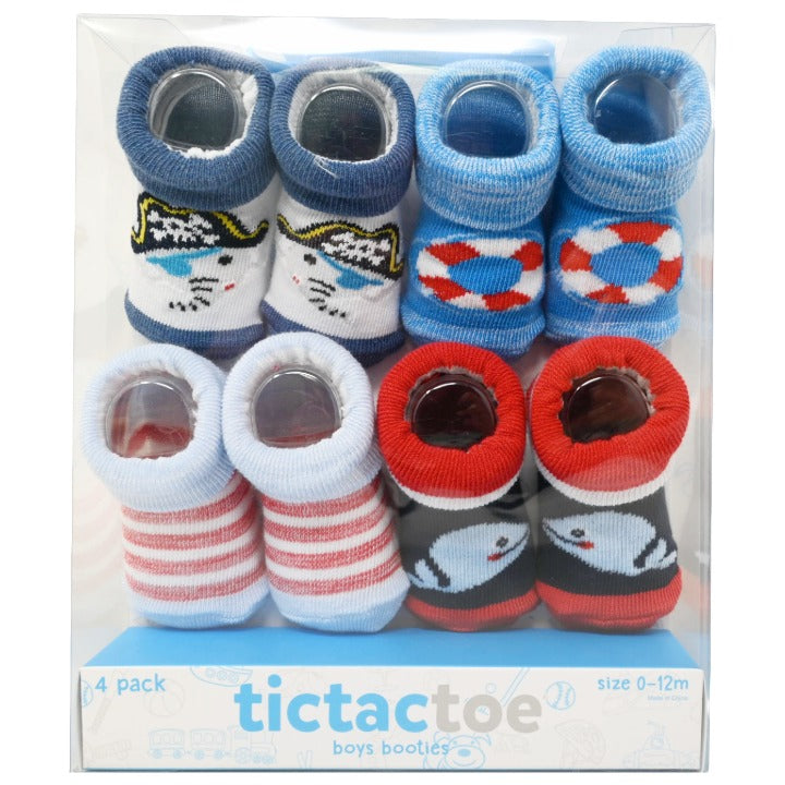 4pk Gray Boys Booties C/P 30 tictactoe TTT130388