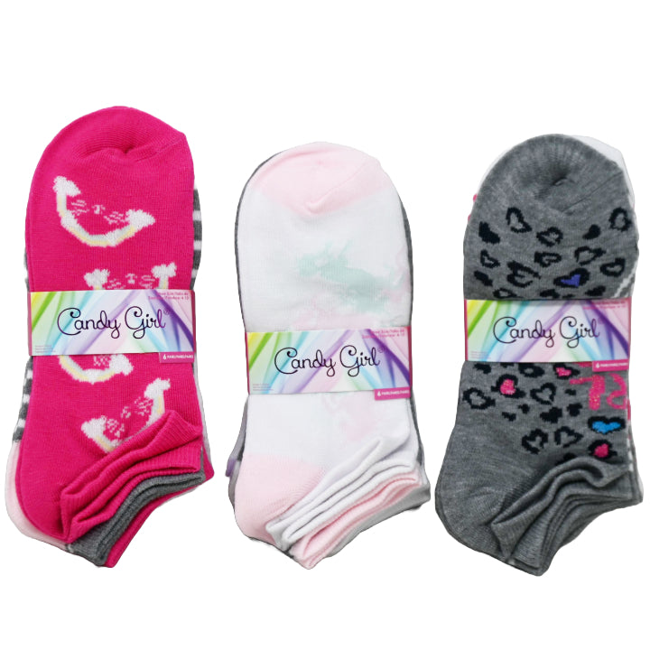 6pk CANDY GIRL FASHION NS SOCKS ASST SIZE C/P 60