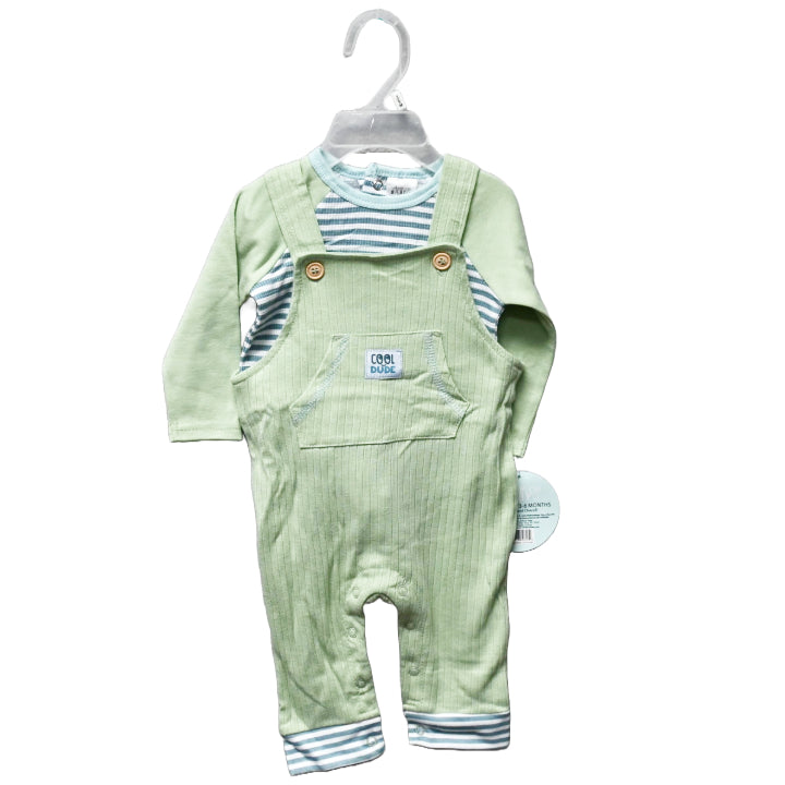 2pc BOYS OLIVE TOP/OVERALL SET C/P 48