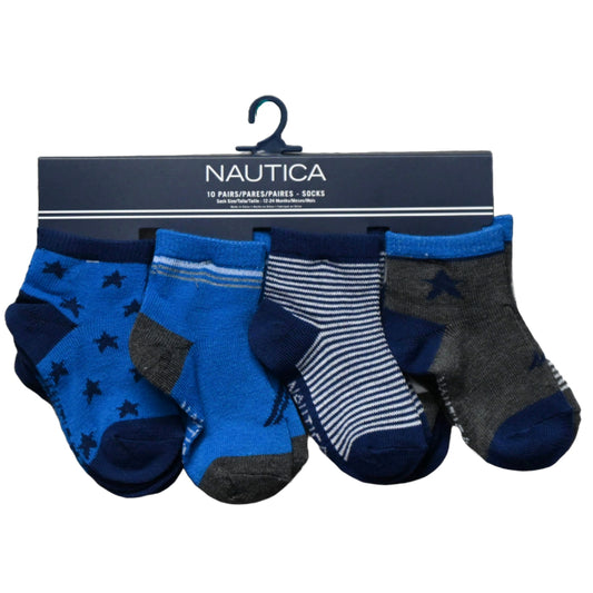 10pk BOYS NAUTICA STAR QTR SOCKS C/P 60