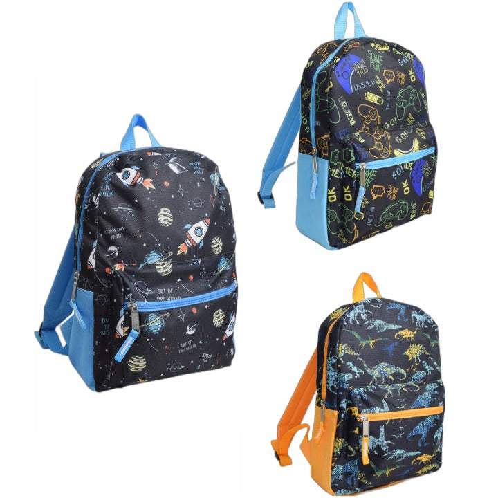 15" BOYS BACKPACK 3-ASST PRINTS C/P 24
