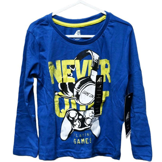 BOYS SIZE 4-7 NEVER QUIT L/S SCREEN T-SHIRT C/P 24