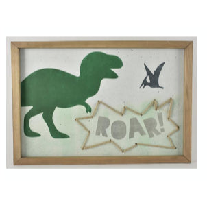 10"x14" WOOD DINO ROAR DECOR C/P 4