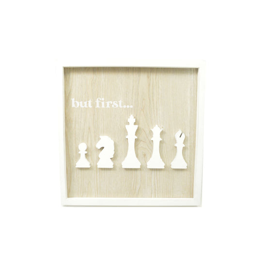 16"x16" BUT FIRST-WHITE APPLIQUE PRINT FRAMED MDF WALL SIGN C/P 4