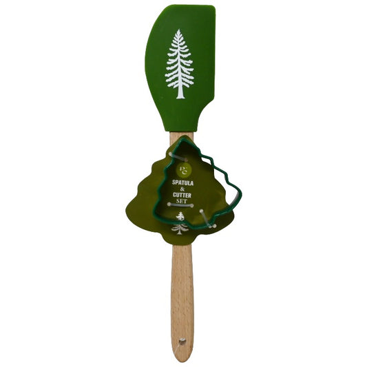 2pc Grn Jolly Spatula Cookie Cutter Scraper Set C/P 24 Phantom Chef Holiday