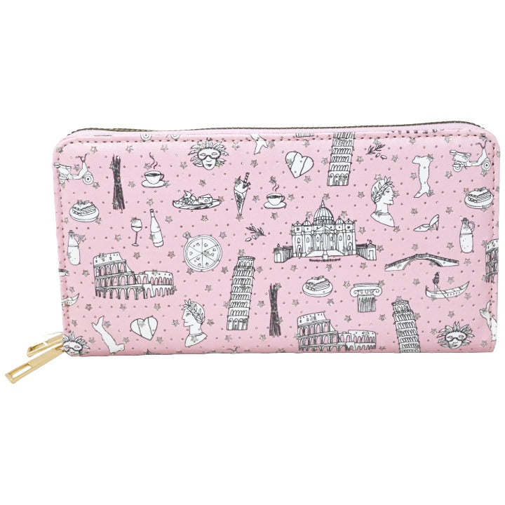 Blsh Sprkl Italy Dbl Zip Wallet C/P 50 Blush Crush