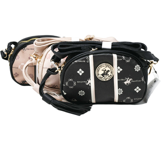 BHPC FASHION HANDBAG W/DBL TOP ZIPPER 3-ASST BLK/TAN/TAUPE C/P 24