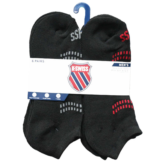 6pk K-SWISS MEN HD CSH LOW CUT MESH SOCKS C/P 36