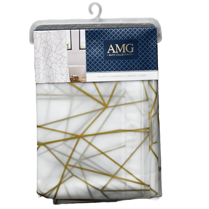 70" x 72" Grey/Gold PEVA Shower Liner wMetal Grommets and Weighed Magnetic Hem C/P 12