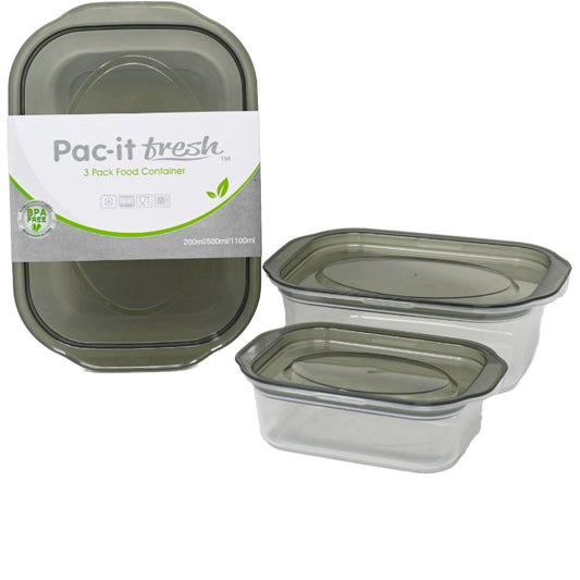 3pc RECT. FOOD CONTAINER SET PAC-IT FRESH C/P 48