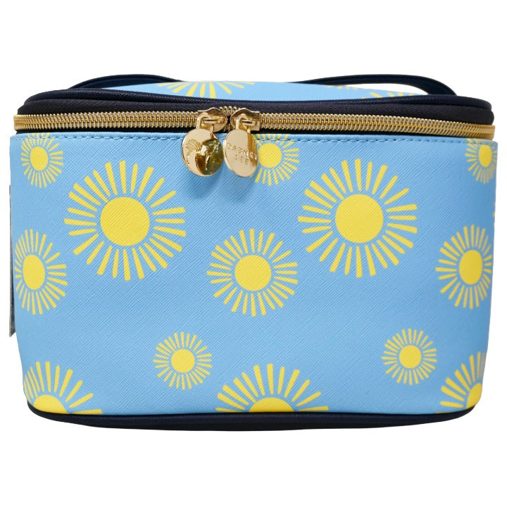 *OUTSIDE CA* BLUE TRAIN CASE W/HELLO SUNSHINE PRINT DABNEY LEE C/P 20
