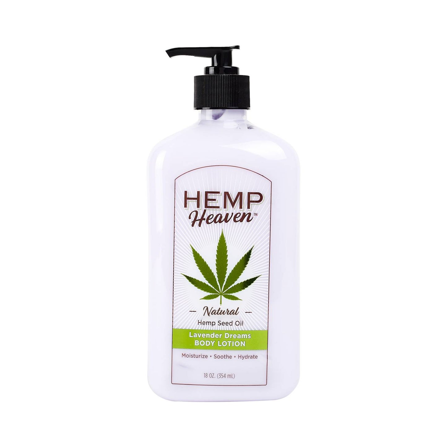 18oz HEMP HEAVEN LAVENDER LOTION WITH PUMP  C/P 12