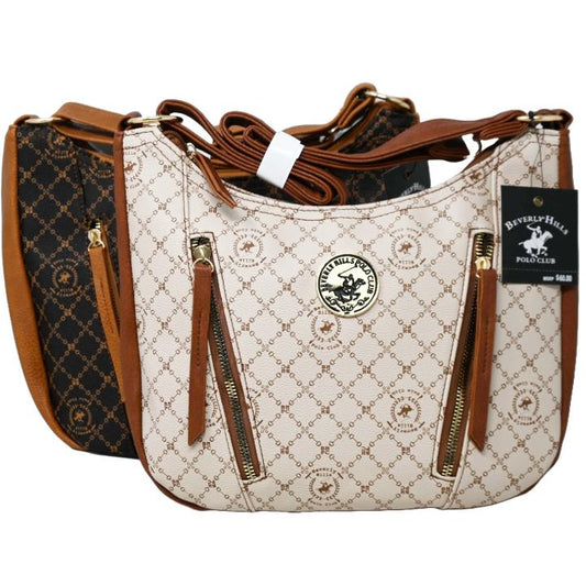 BHPC HOBO HANDBAG W/TOP ZIPPER 2-ASST BEIGE & BROWN C/P 12