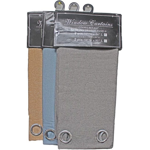 2-PANEL ASSORTED COLOR WINDOW CURTAIN SET C/P 12
